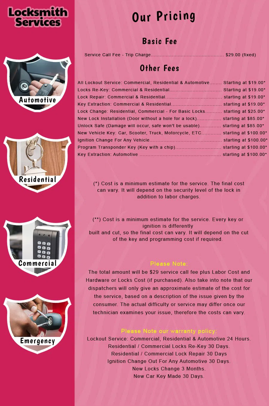 Basking Ridge NJ Locksmith Store Basking Ridge, NJ 908-485-7967 - price-list-c-18